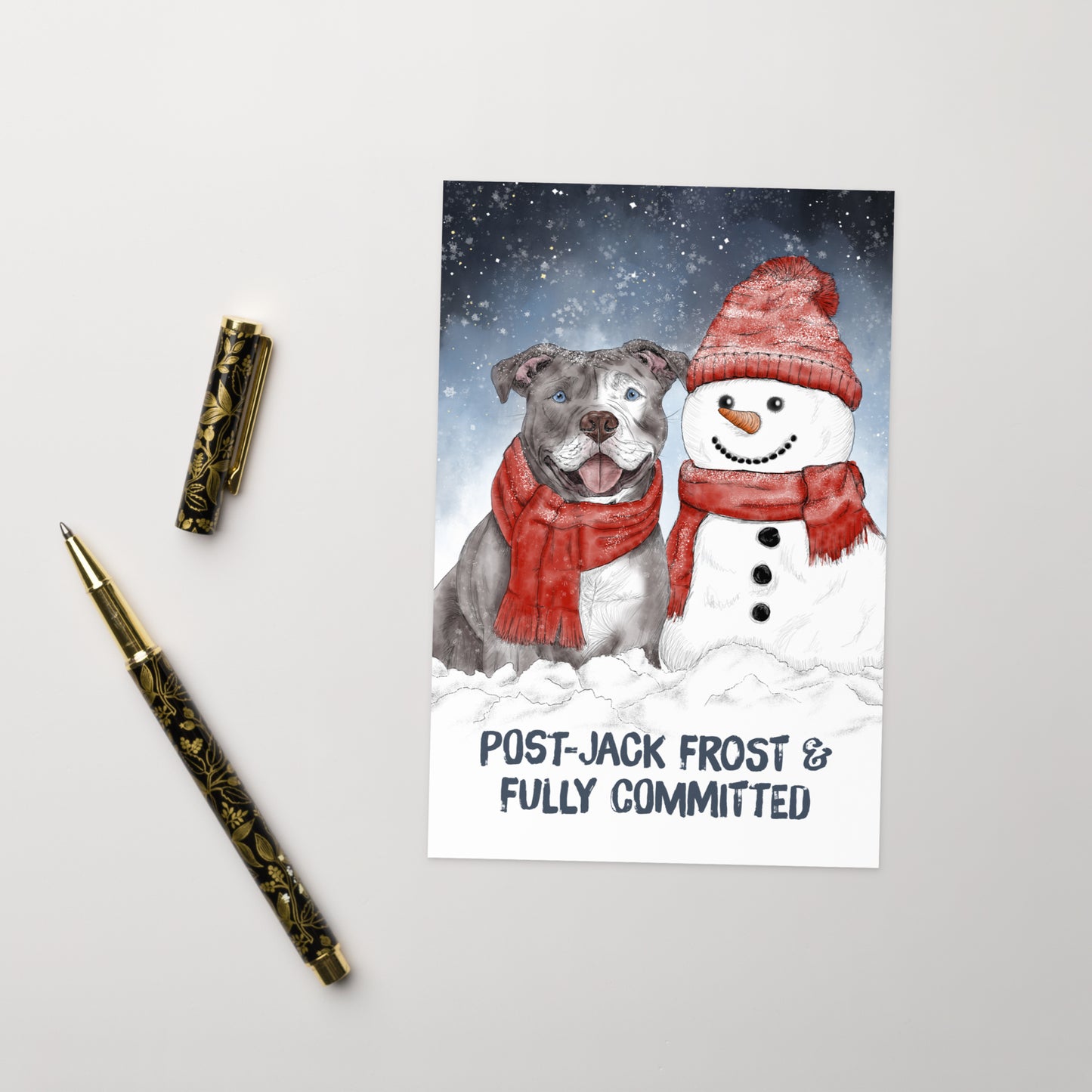 Funny Pit Bull Christmas Card — Humorous | Quirky Dog Holiday Greeting Card