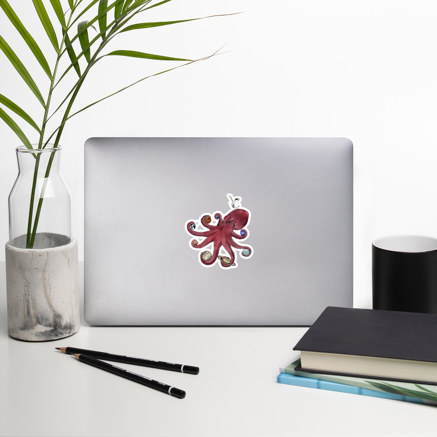 Playful Octopus Hypatia Sticker – Curious Wildlife and Space-Themed Design