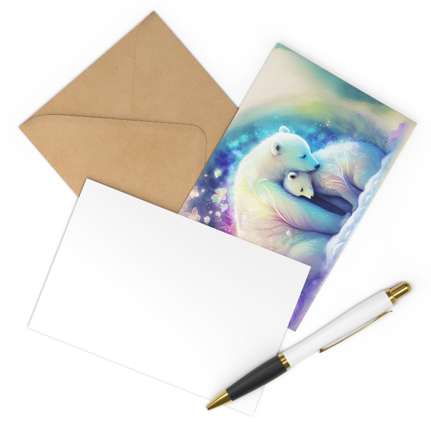 Whimsical Polar Bear Postcards Set - 7 Blank Cards with Wildlife Art for Holidays or Everyday Messages