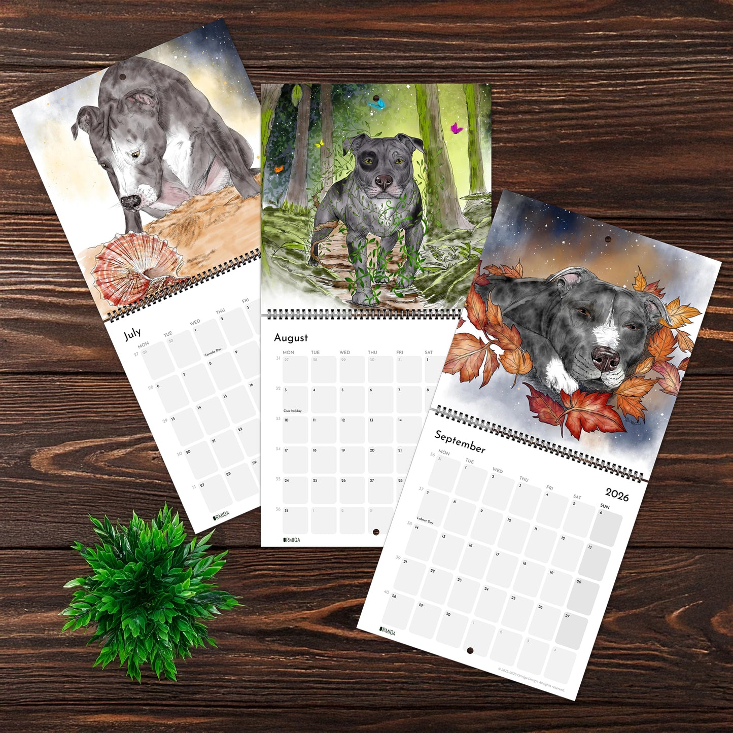 2026 Pit Bull Calendar | Illustrated Dog Art | Wall Calendar for Pit Bull Lovers  | North America only