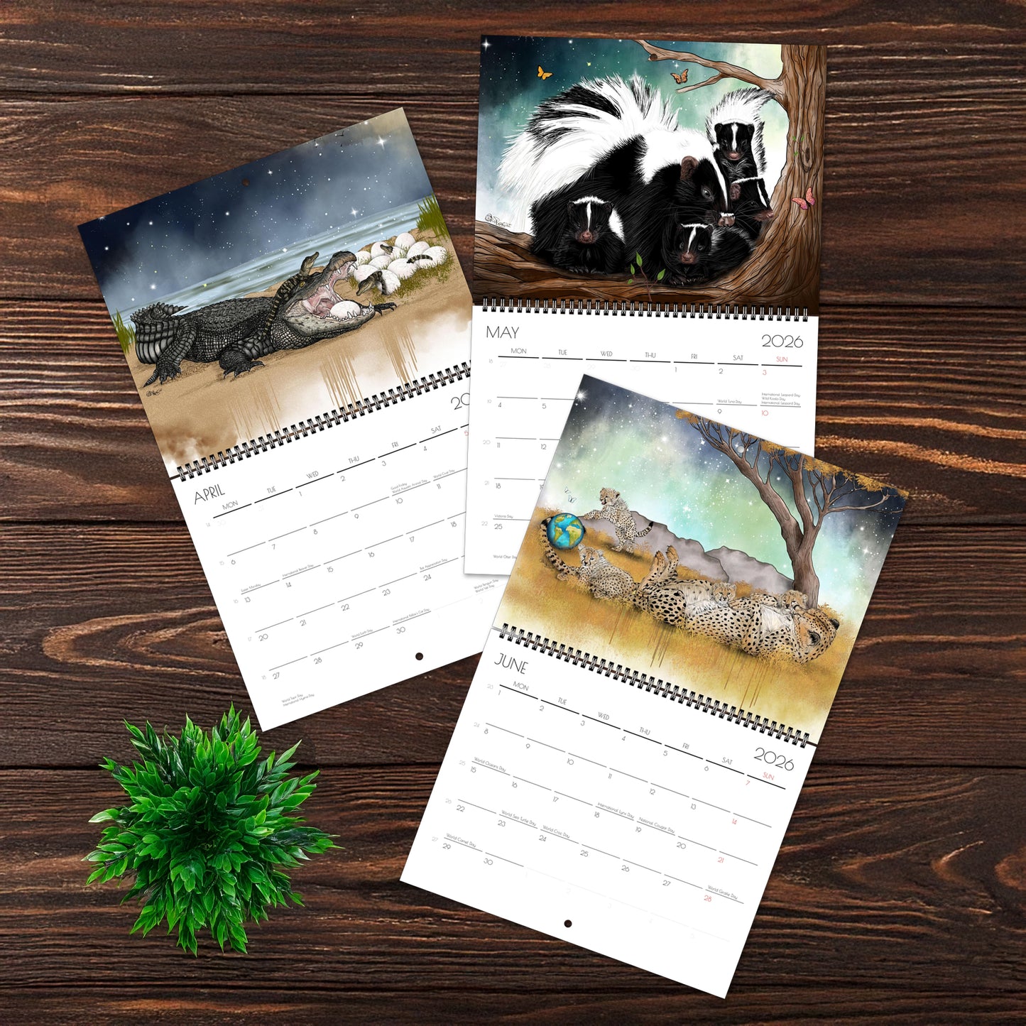 2026 Wildlife Calendar—Mother and Baby Animals Wall Calendar | Nature Art Illustrations