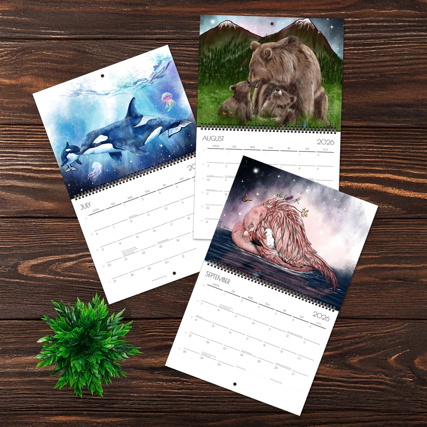 2026 Wildlife Calendar—Mother and Baby Animals Wall Calendar | Nature Art Illustrations