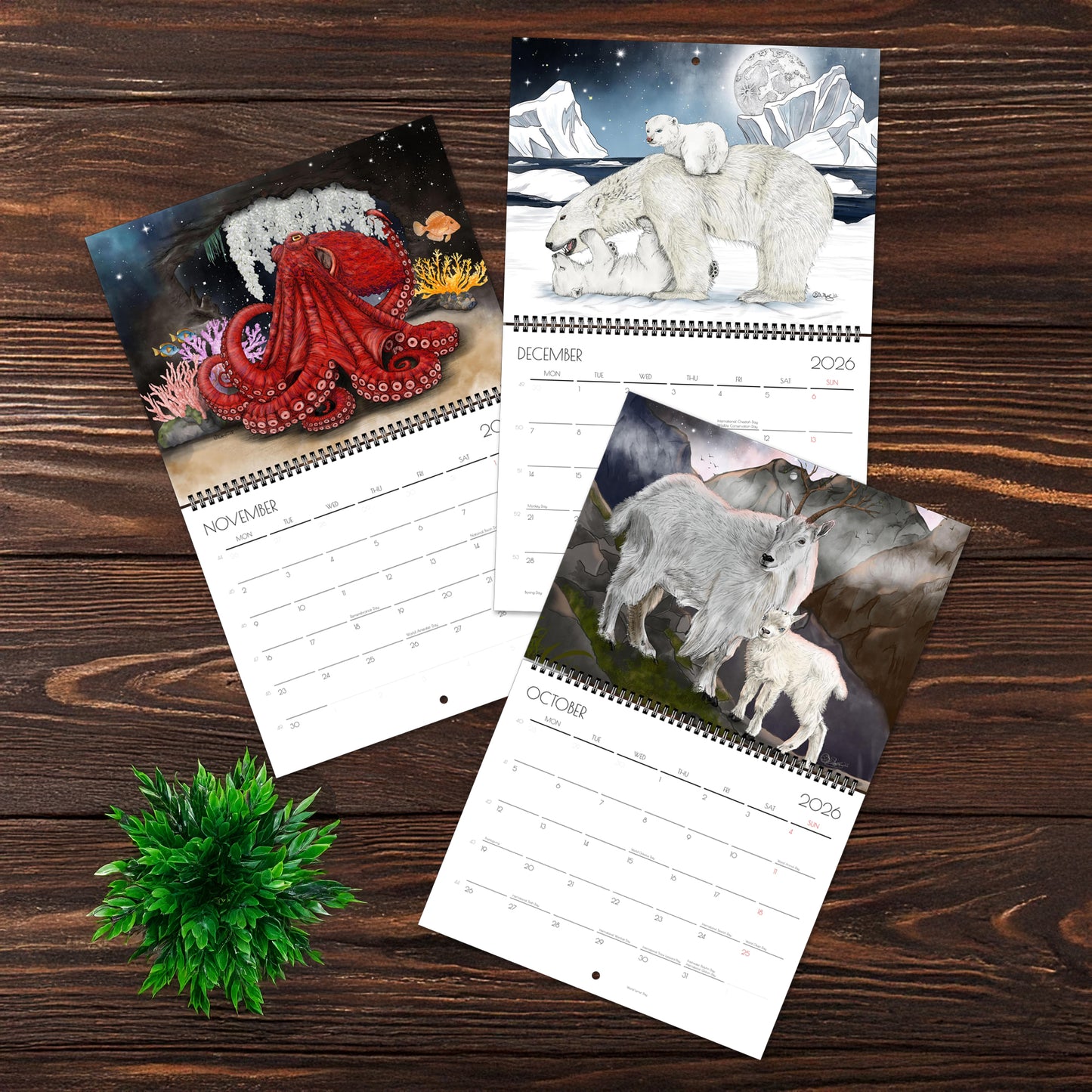 2026 Wildlife Calendar—Mother and Baby Animals Wall Calendar | Nature Art Illustrations