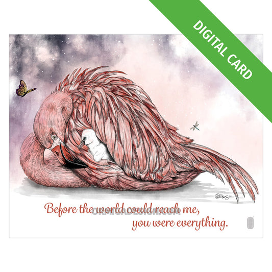 Flamingo Mother's Day Card | Hand-Illustrated Digital Card | Print-Ready PDF or JPG