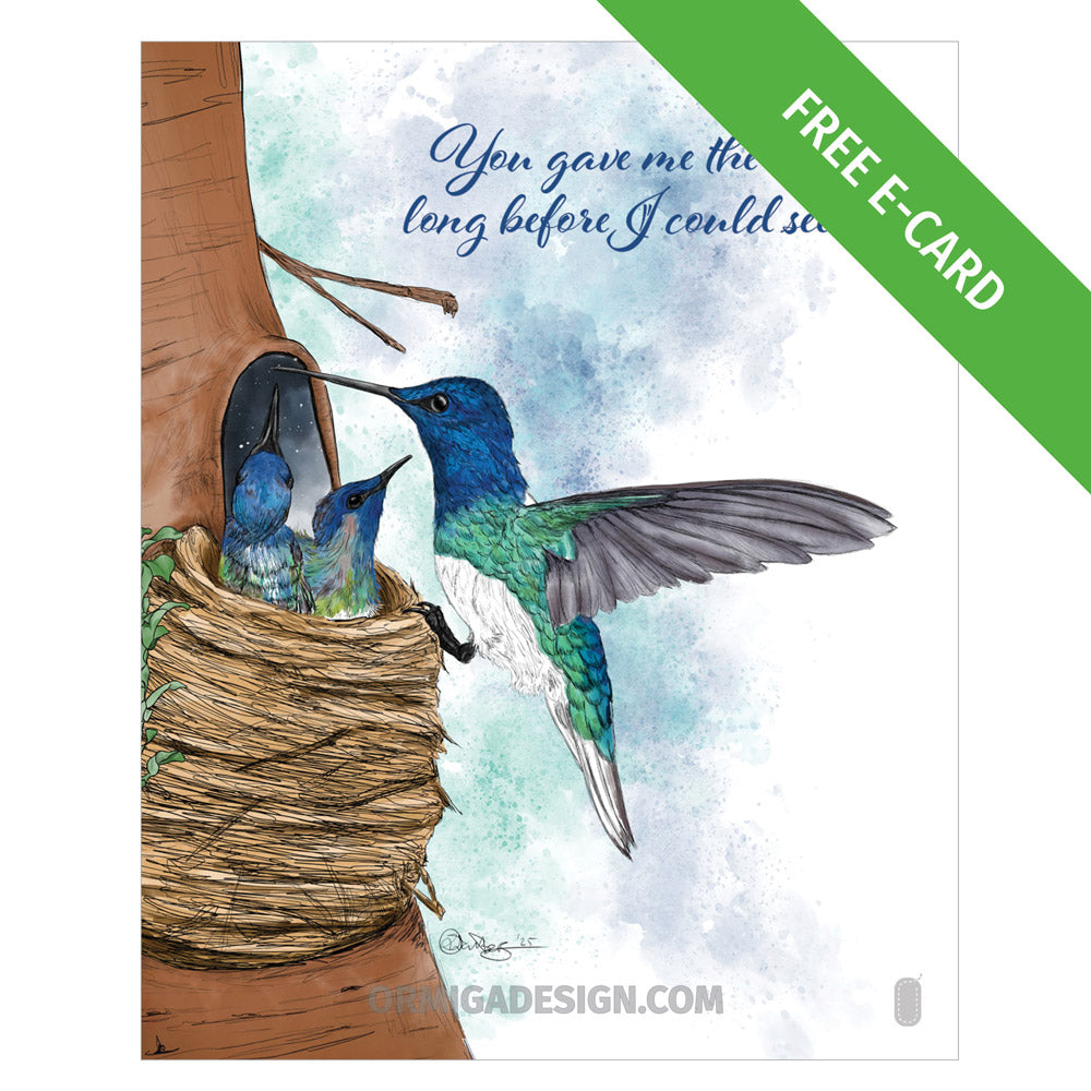 Free Hummingbird Mother's Day E-Card | Hand-Illustrated Digital Greeting