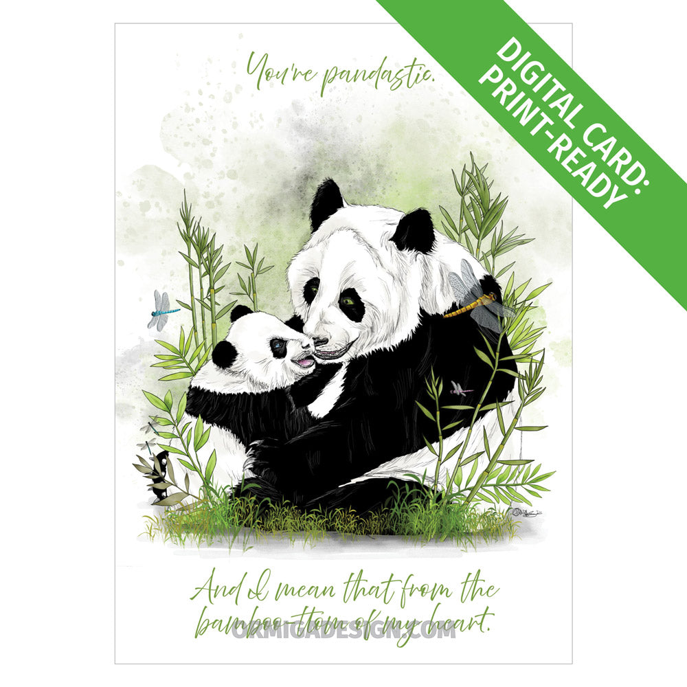 Panda Mother's Day Card | Funny Hand-Illustrated Digital Card | Print-Ready PDF or JPG