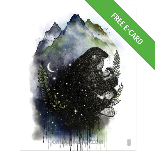 Free Mountain Gorilla Mother's Day E-Card | Hand-Illustrated Digital Greeting