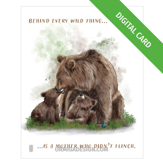 Grizzly Bear Mother's Day Card | Hand-Illustrated Digital Card | Print-Ready PDF or JPG
