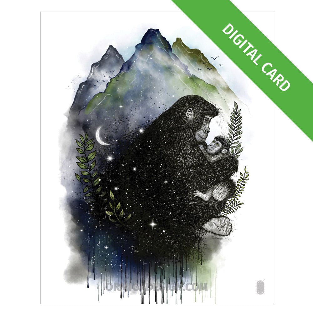 Free Mountain Gorilla Mother's Day E-Card | Hand-Illustrated Digital Greeting