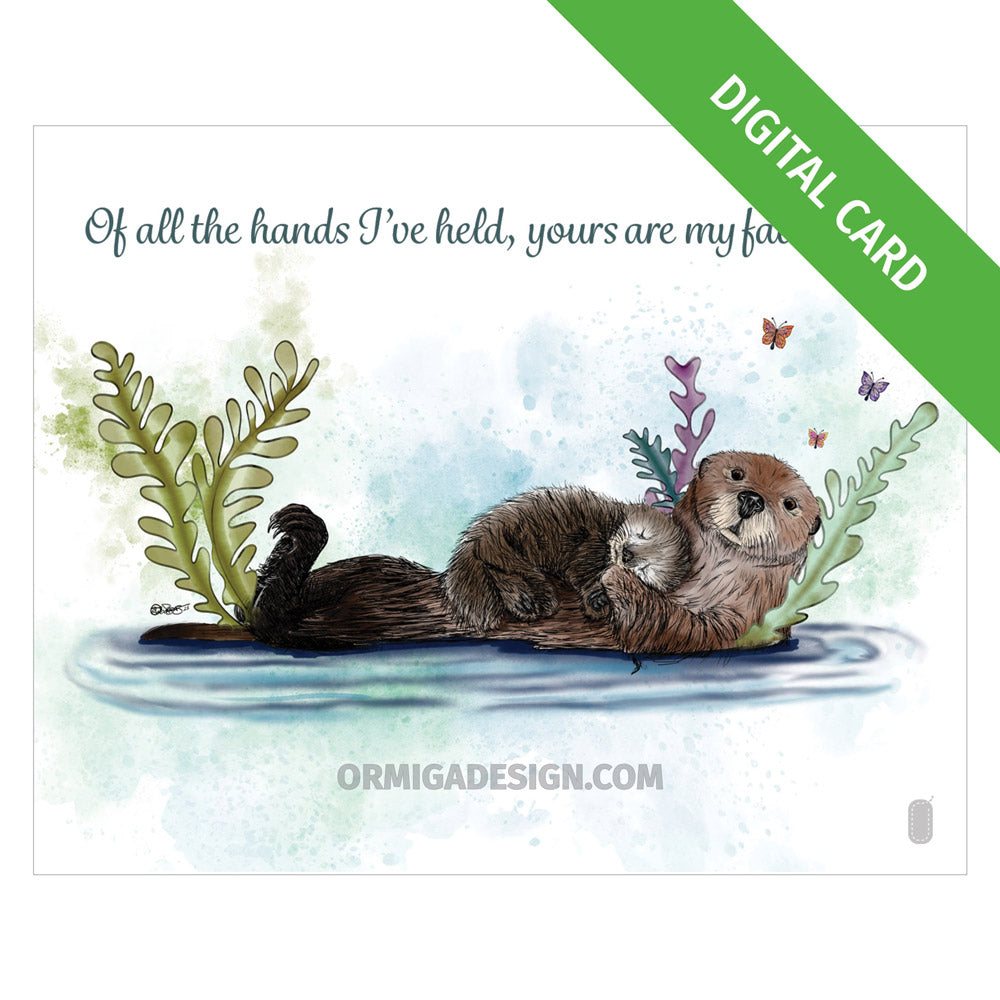 Sea Otter Mother's Day Card | Hand-Illustrated Digital Card | Print-Ready PDF or JPG