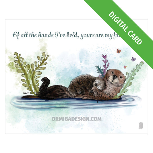 Sea Otter Mother's Day Card | Hand-Illustrated Digital Card | Print-Ready PDF or JPG