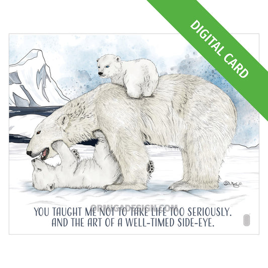 Polar Bear Mother's Day Card | Funny Hand-Illustrated Digital Card | Print-Ready PDF or JPG