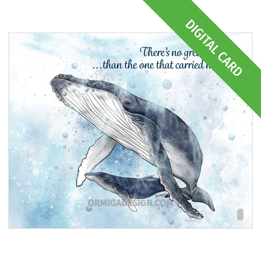 Humpback Whale Mother's Day Card | Hand-Illustrated Digital Card | Print-Ready PDF or JPG