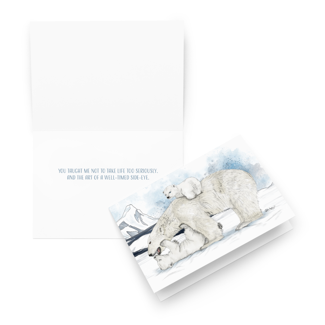 Polar Bear Mother's Day Card | Hand-Illustrated Wildlife Art | Funny Animal Mom Greeting Card