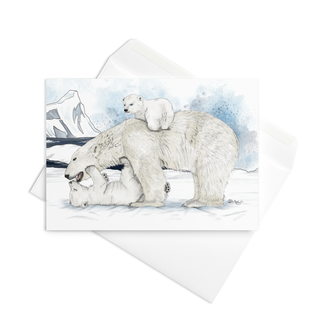 Polar Bear Mother's Day Card | Hand-Illustrated Wildlife Art | Funny Animal Mom Greeting Card