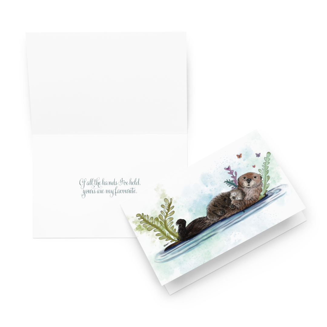 Sea Otter Mother's Day Card | Hand-Illustrated Wildlife Art | Tender Animal Mom Greeting Card