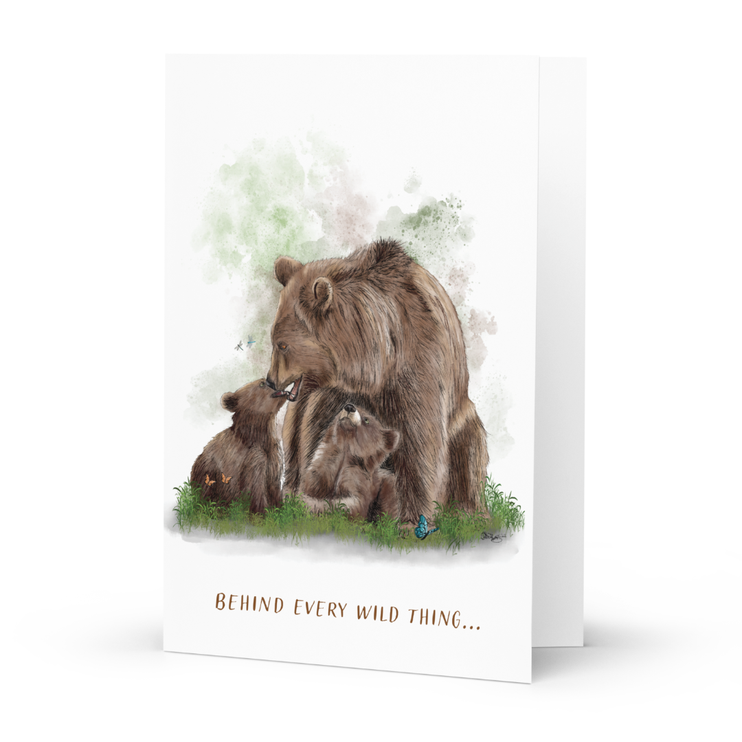 Grizzly Bear Mother's Day Card | Hand-Illustrated Wildlife Art | Animal Mom Greeting Card