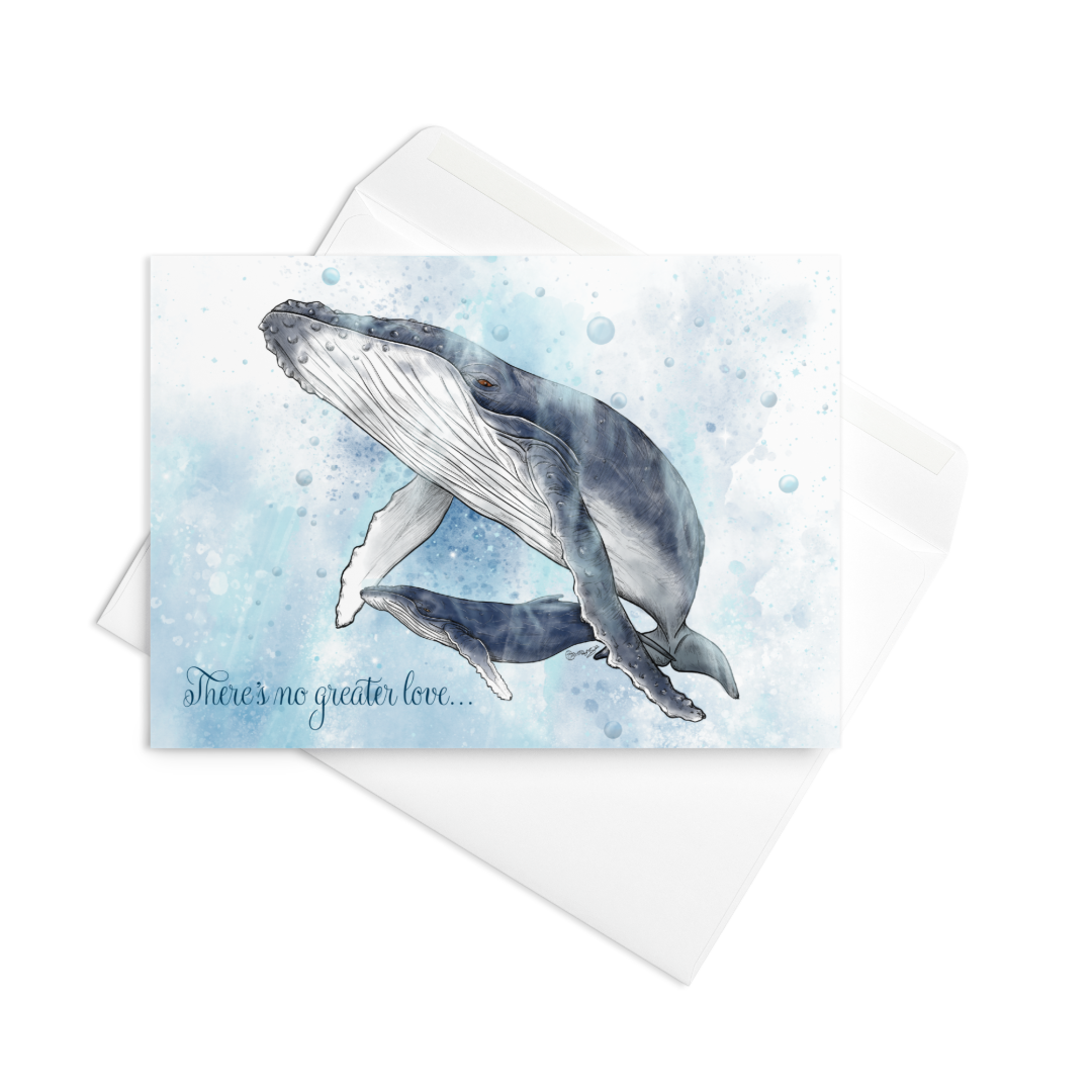 Humpback Whale Mother's Day Card | Hand-Illustrated Ocean Wildlife Art | Greeting Card