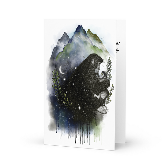 Gorilla Mother's Day Card | Hand-Illustrated Wildlife Art | Tender Animal Mom Greeting Card