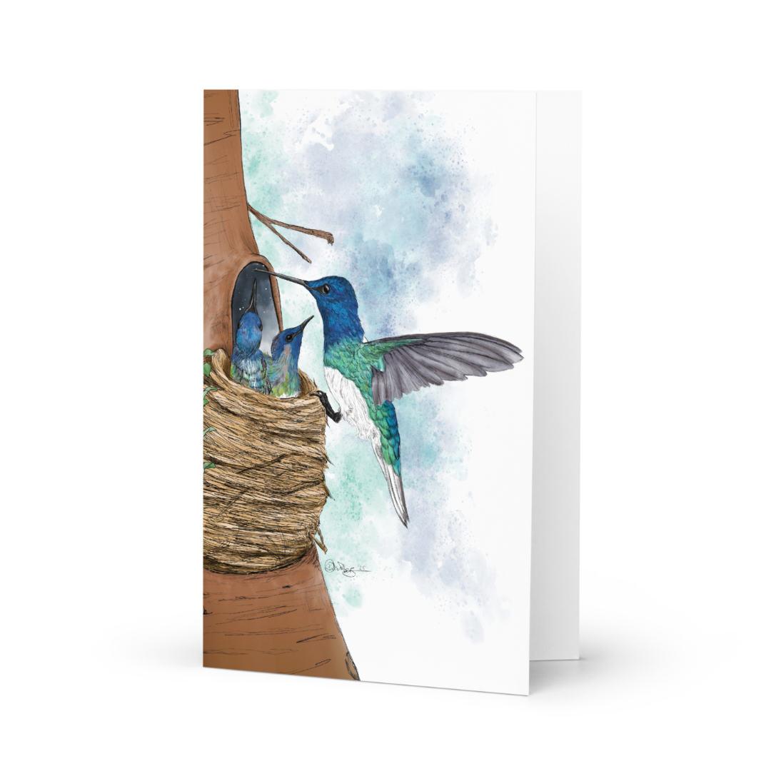 Hummingbird Mother's Day Card | Hand-Illustrated Wildlife Art | Greeting Card for Mom