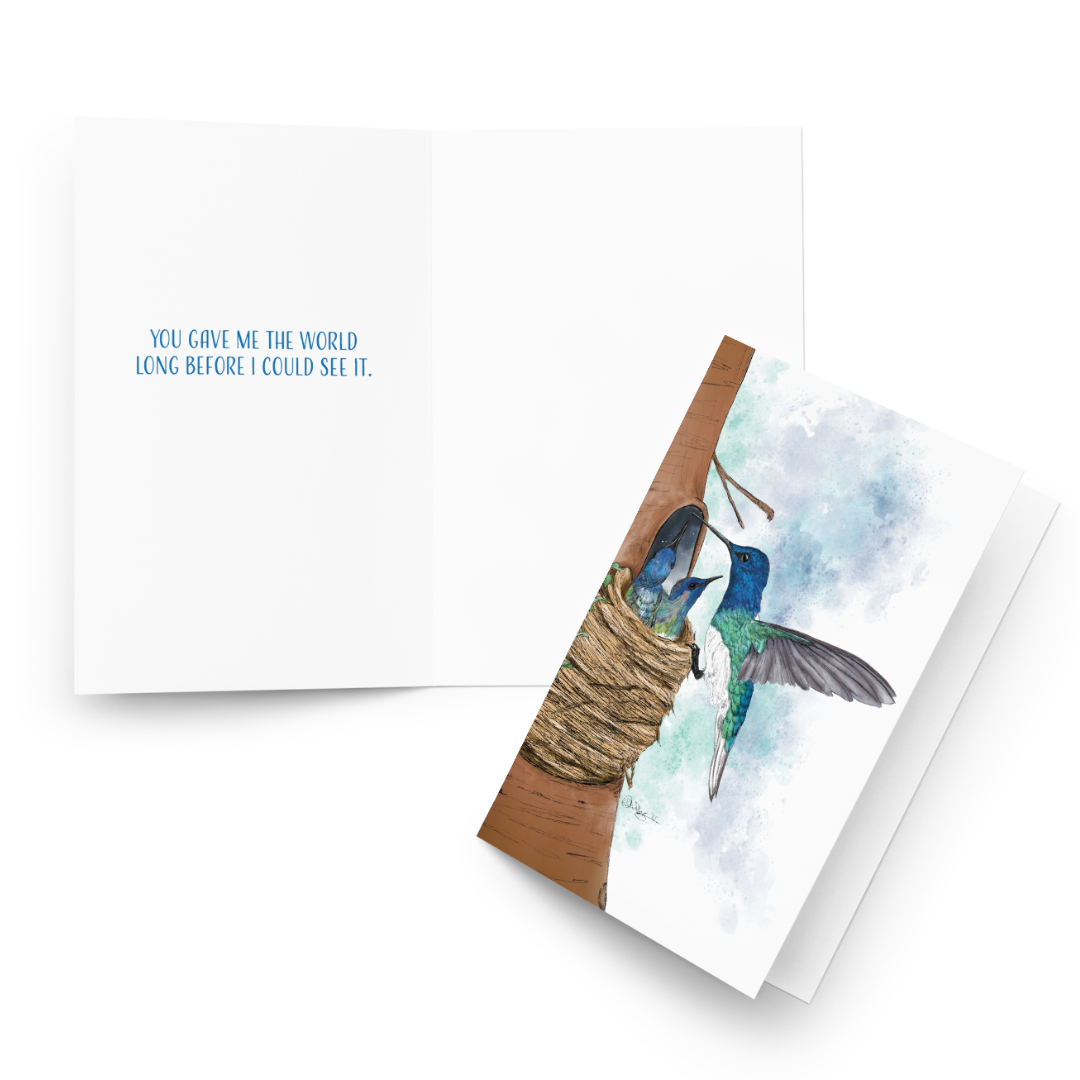 Hummingbird Mother's Day Card | Hand-Illustrated Wildlife Art | Greeting Card for Mom