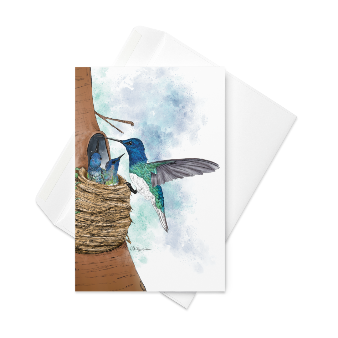 Hummingbird Mother's Day Card | Hand-Illustrated Wildlife Art | Greeting Card for Mom
