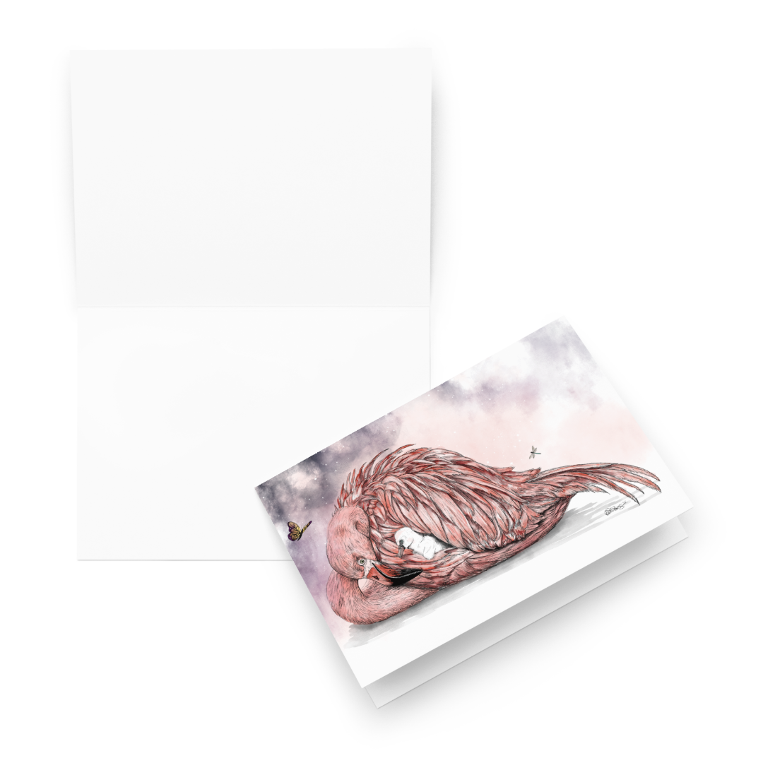Flamingo Mother's Day Card | Hand-Illustrated Wildlife Art | Tender Animal Mom Greeting Card