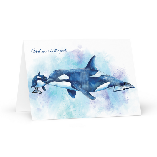 Orca Mother's Day Card | Hand-Illustrated Killer Whale Art | Funny Animal Mom Greeting Card