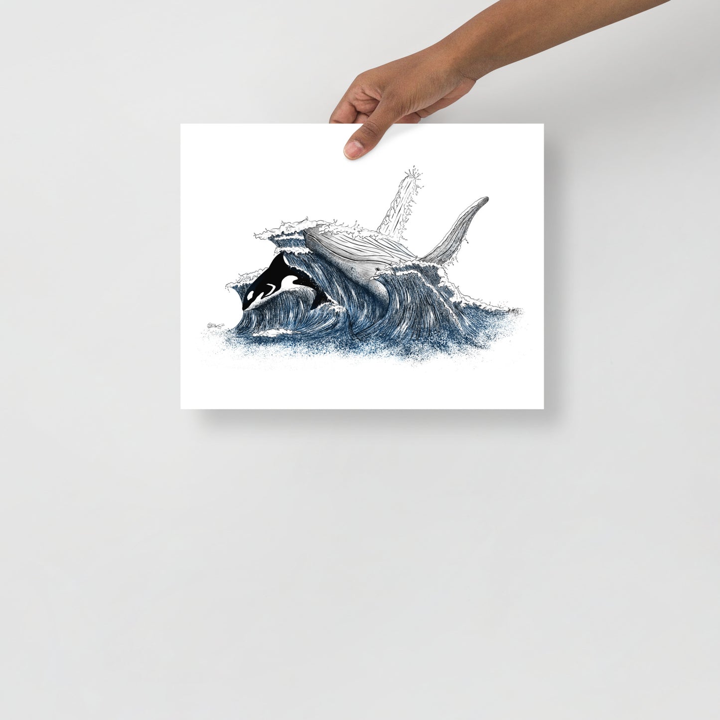 Orca and Whale Friendship - Animal Art Poster for Nature Lovers