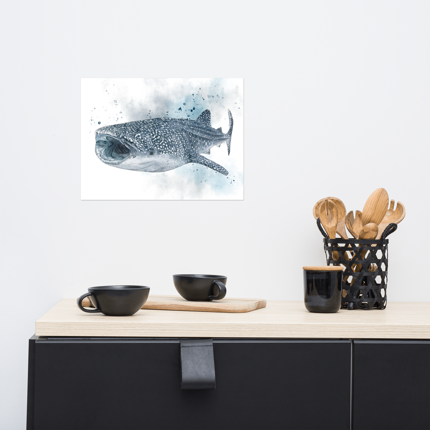 Whale Shark Illustration Poster | Ocean Wildlife Wall Art Print