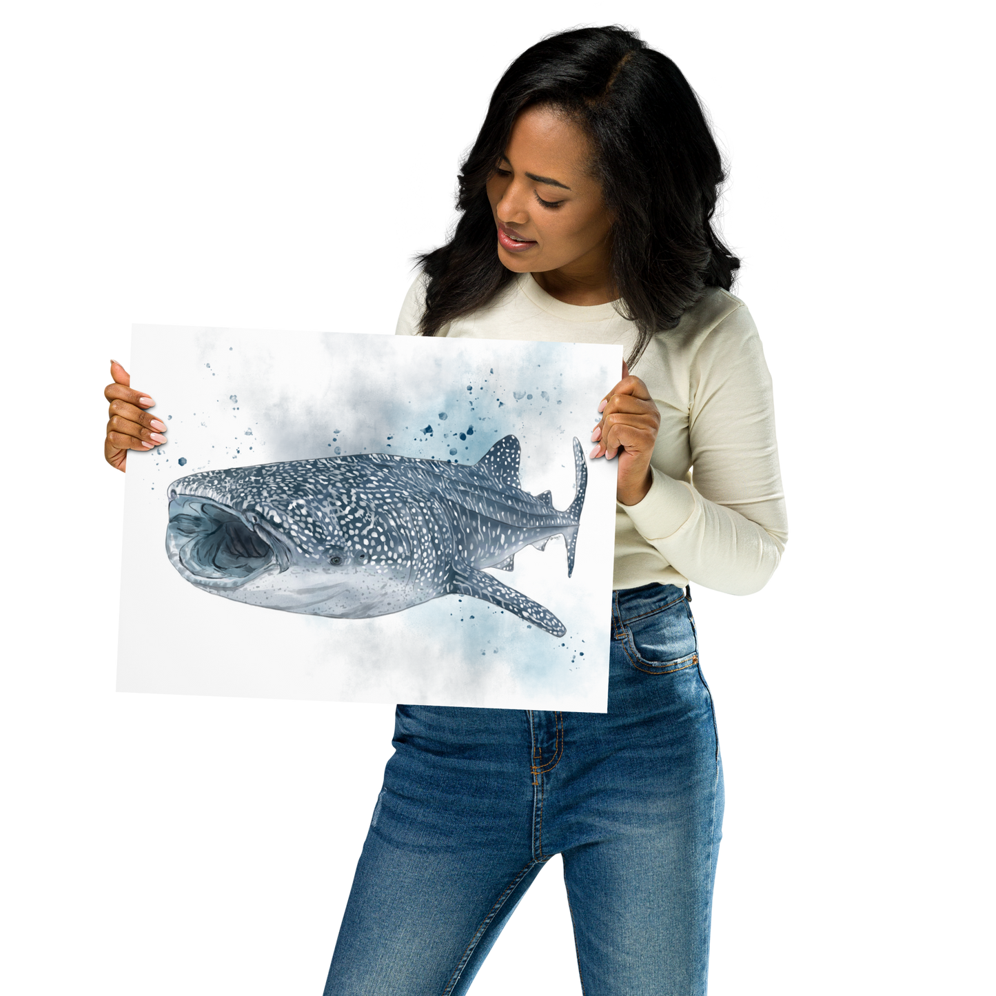 Whale Shark Illustration Poster | Ocean Wildlife Wall Art Print