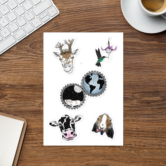 Whimsical Animal Sticker Sheet – Mystical Creatures from Everything is Connected