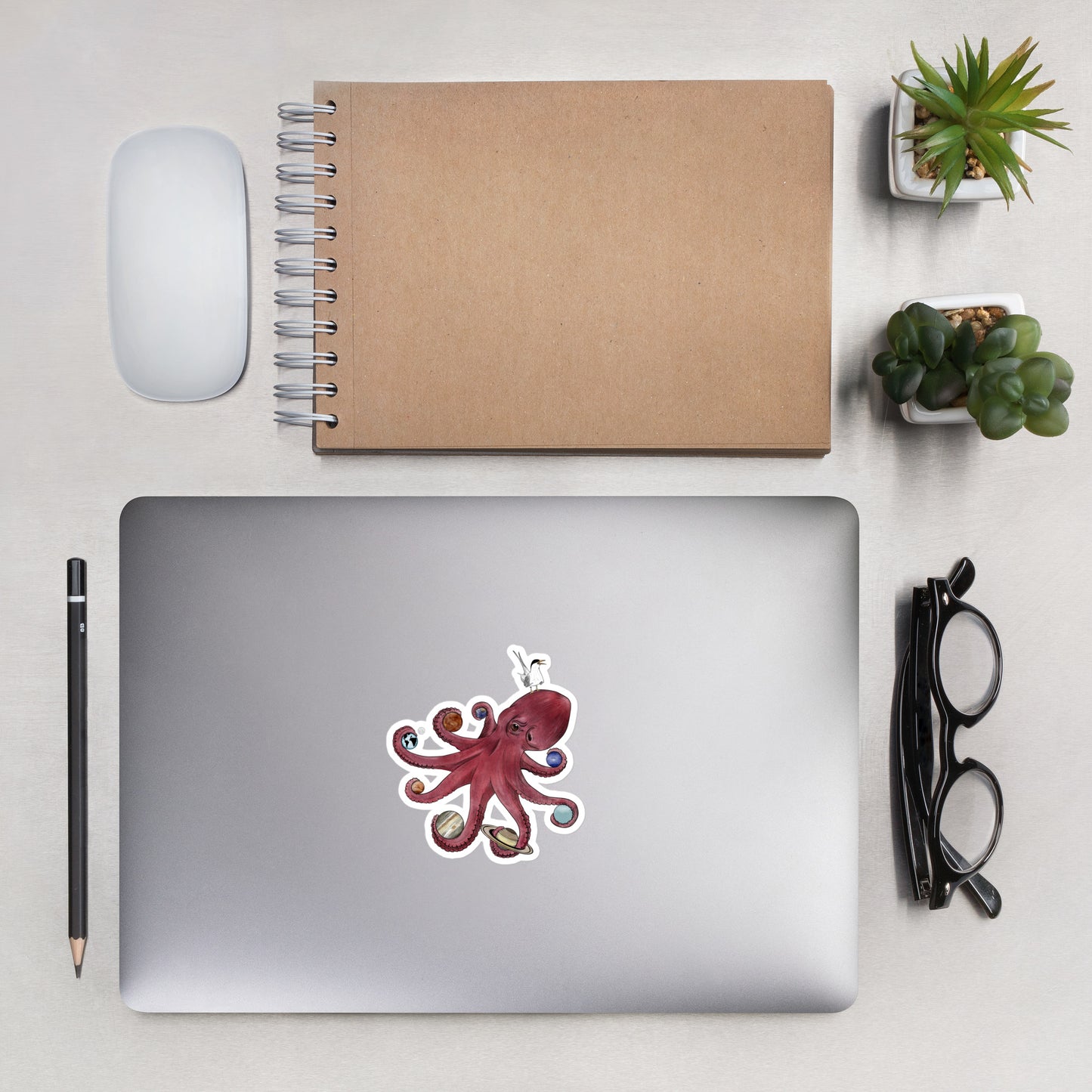 Playful Octopus Hypatia Sticker – Curious Wildlife and Space-Themed Design