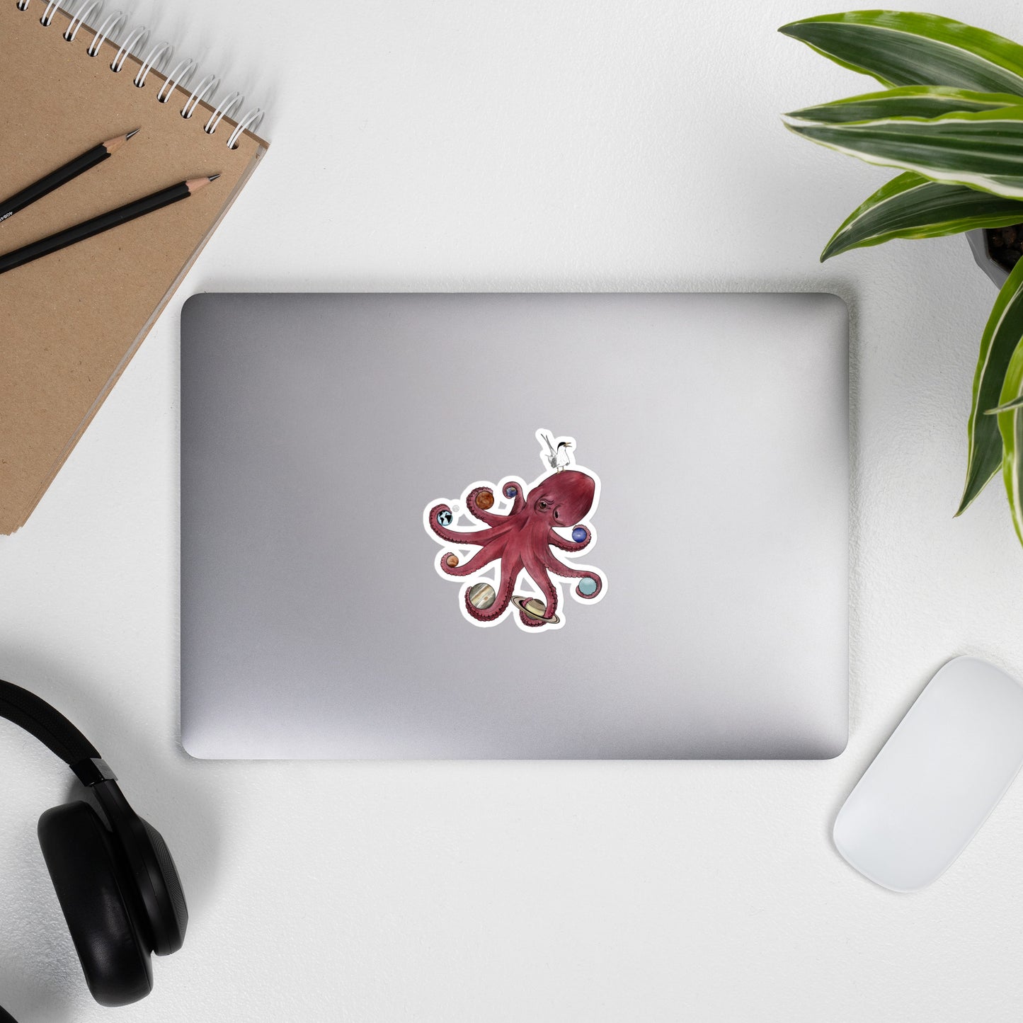 Playful Octopus Hypatia Sticker – Curious Wildlife and Space-Themed Design